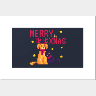 Merry Xmas Christmas Pixel Art Posters and Art